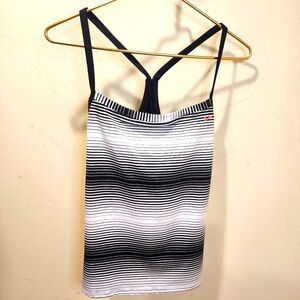 NIKE Chic Black and White Striped Razorback  Tank Top Size L